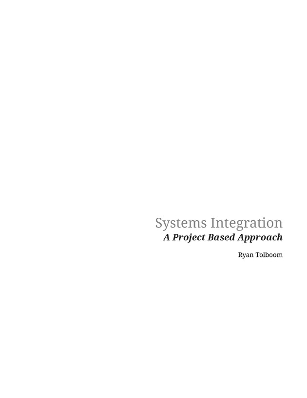 Systems Integration: A Project Based Approach - Title Page 1